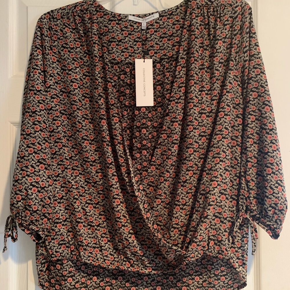 NWT Collective Concepts Floral Sheer Blouse